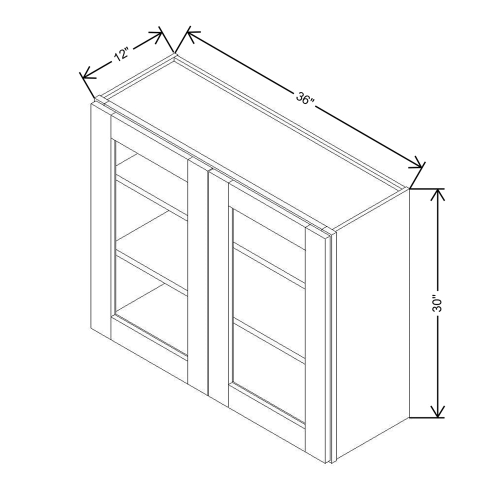 Modernform Cabinet Slim Dove White 36" W X 30" H X 12" D Double Glass Door Wall Cabinet