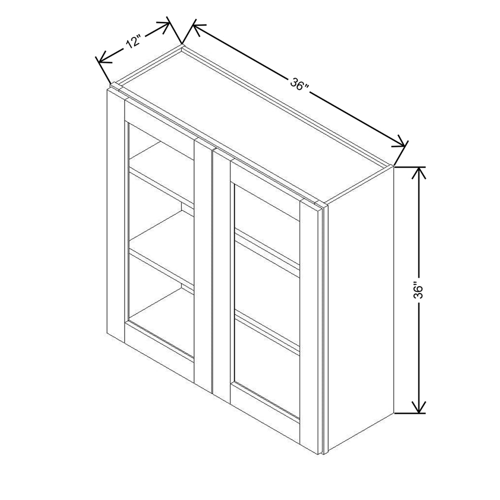 Modernform Cabinet Slate Shaker 36" W X 36" H X 12" D Double Glass Door Wall Cabinet