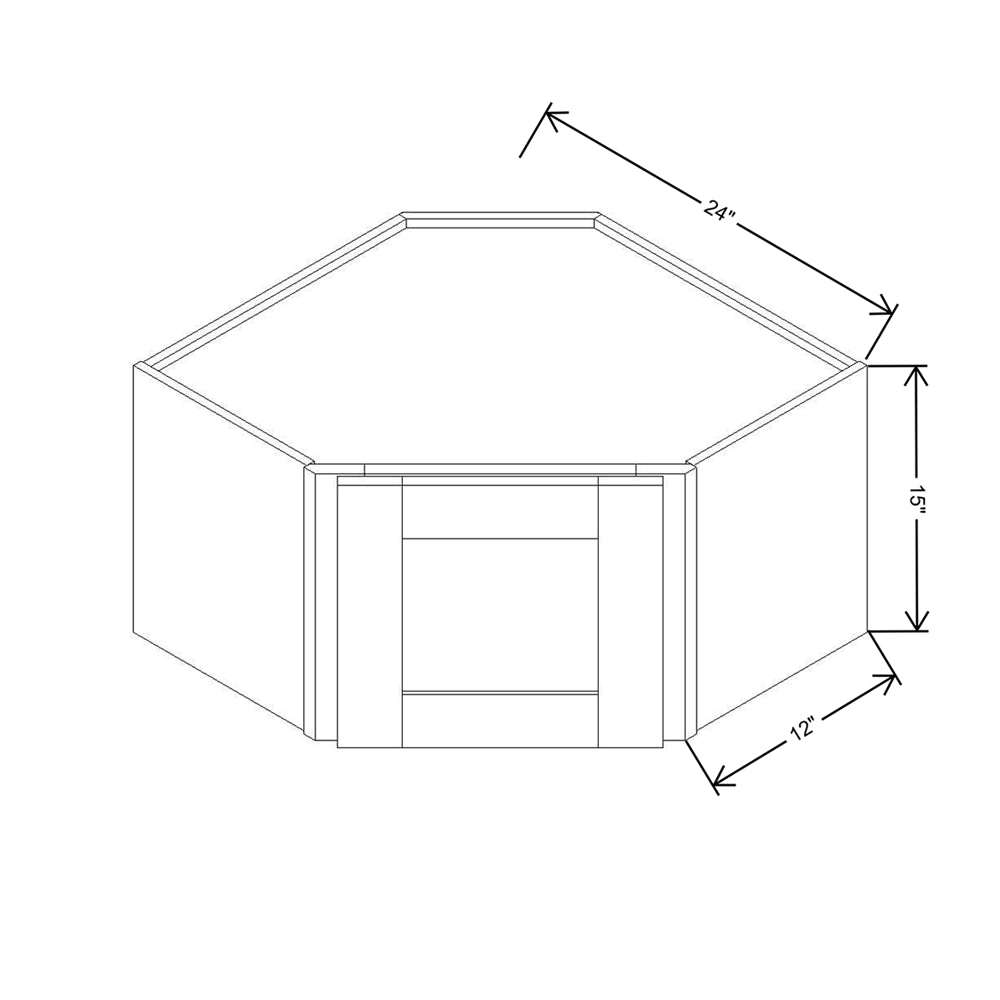 Modernform Cabinet Natural Shaker 24" W X 15" H X 12" D Diagonal Corner Wall Cabinet