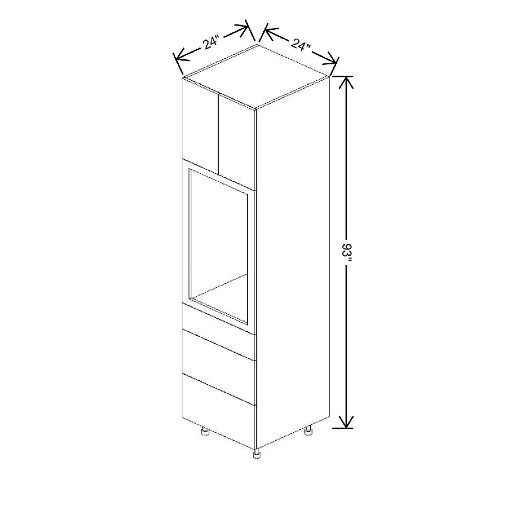 Fabuwood Illume Tuscany Como Ash 2 24" W X 93" H Single Oven Cabinet W/ 3 Drawers on the Bottom