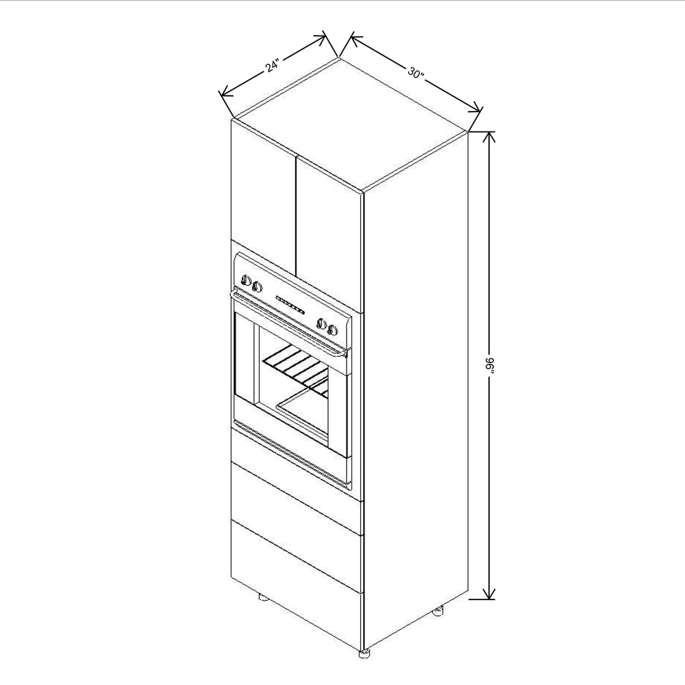 Fabuwood Illume Tuscany Olmo 3 96"H Single Oven w/3 Drawers