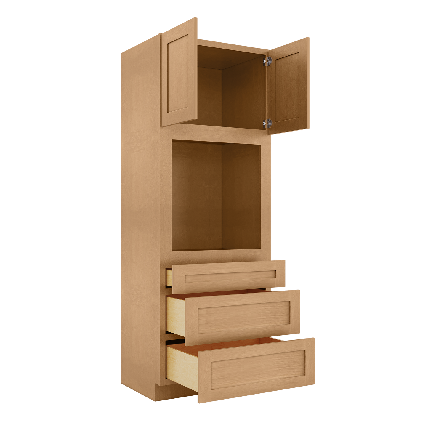 33”W x 90”H x 24”D Oven Kitchen Cabinet - Shaker Toffee