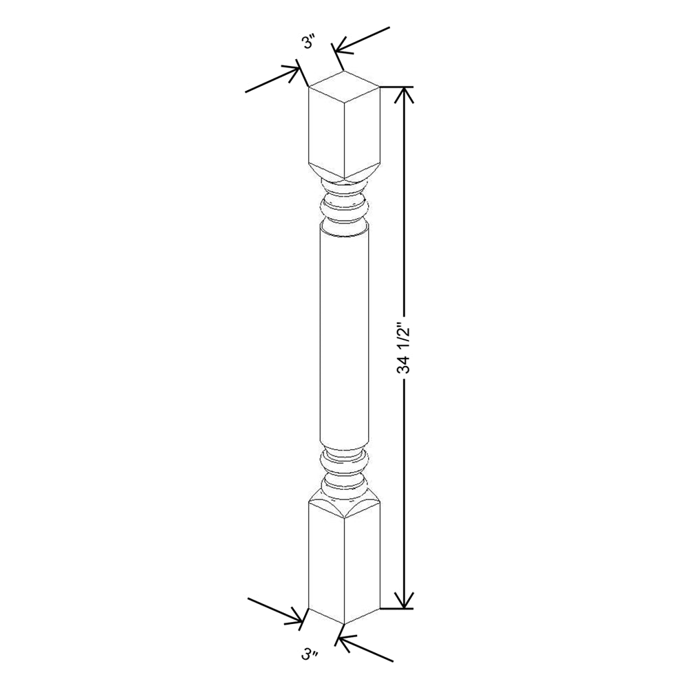 CNC Concord Fashion White 3" W X 34 1/2" H Post Plain
