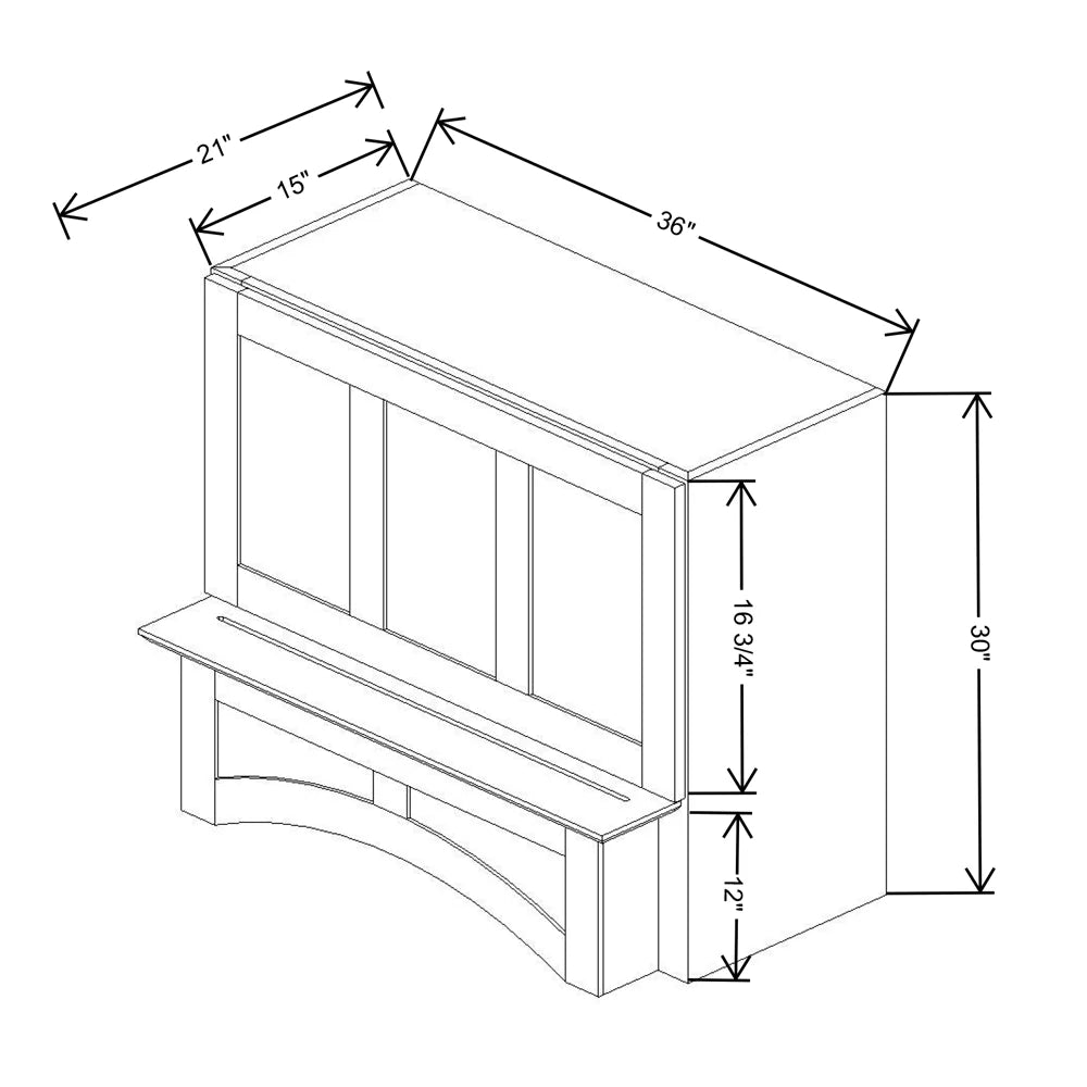Fabuwood Allure Galaxy Desert Oak 36" W X 30" H X 21" D Arched Hood With Full Interior Stainless Steel Hood Liner
