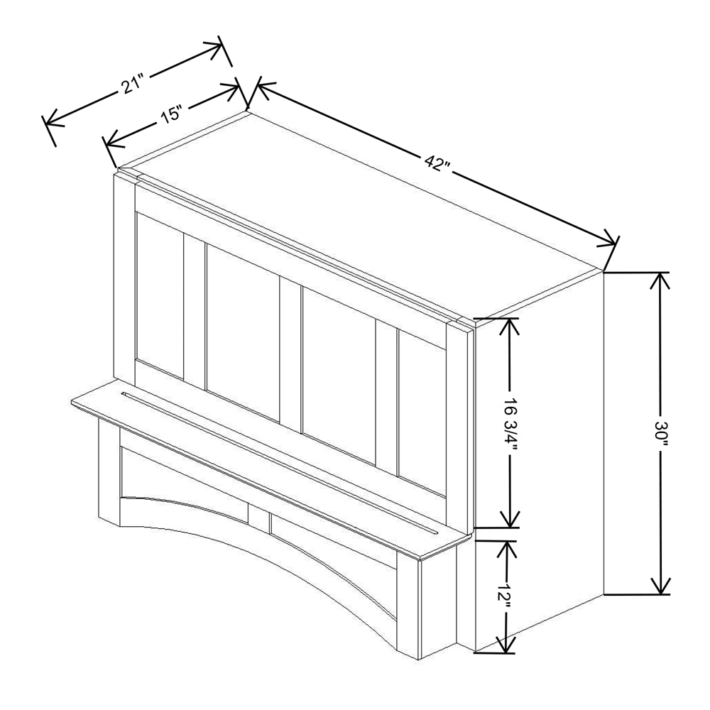 Fabuwood Allure Galaxy Frost 42"WX30"H Arched Hood With Full Interior Stainless Steel Hood Liner