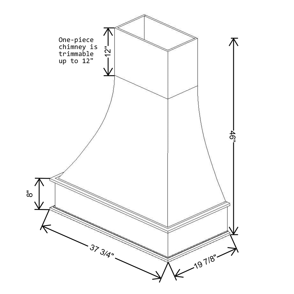 Fabuwood Allure Onyx Horizon 36"W Curved Artisan Hood
