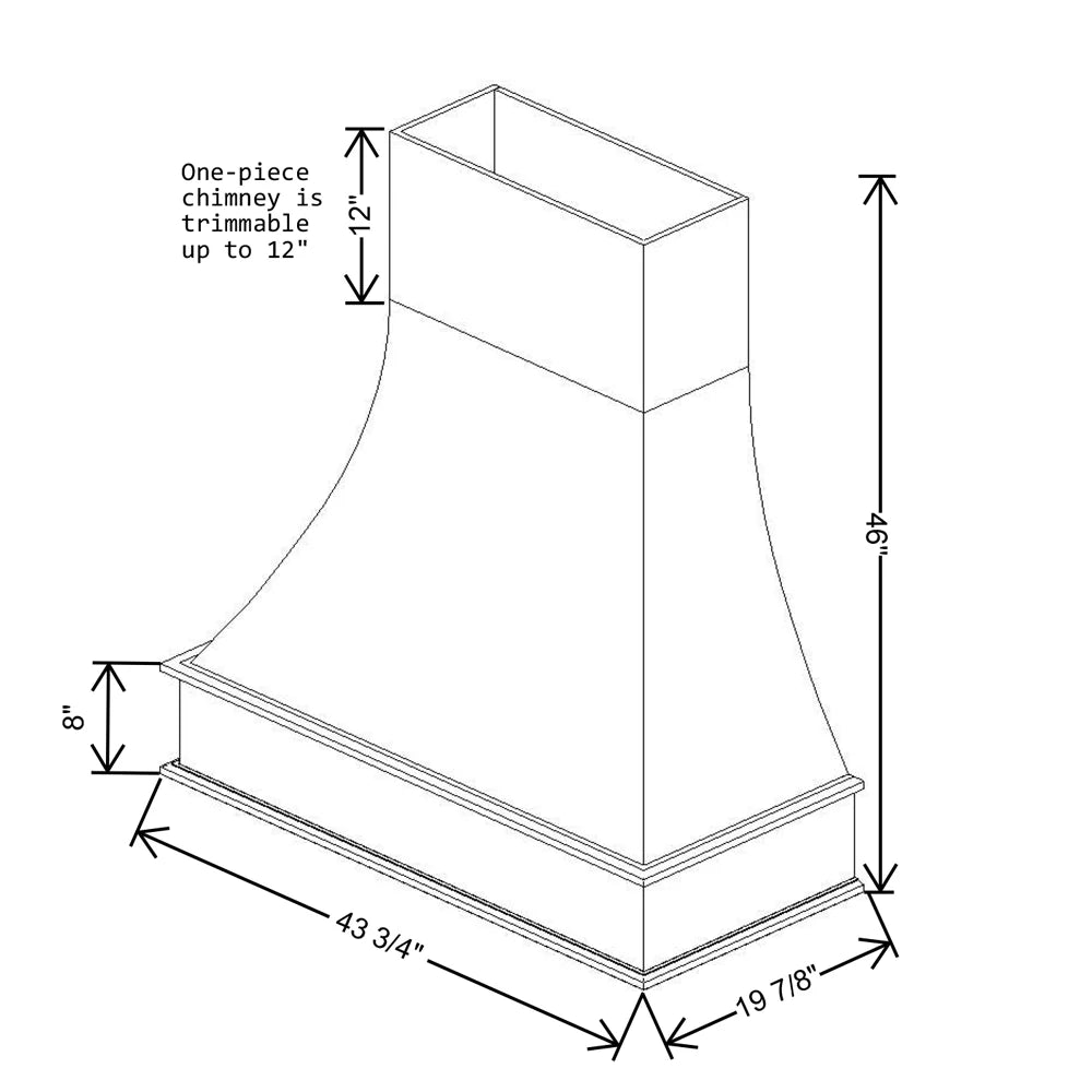 Fabuwood Allure Luna Desert Oak 43 3/4" W X 46" H X 19 7/8" D Walnut Curved Artisan Hood