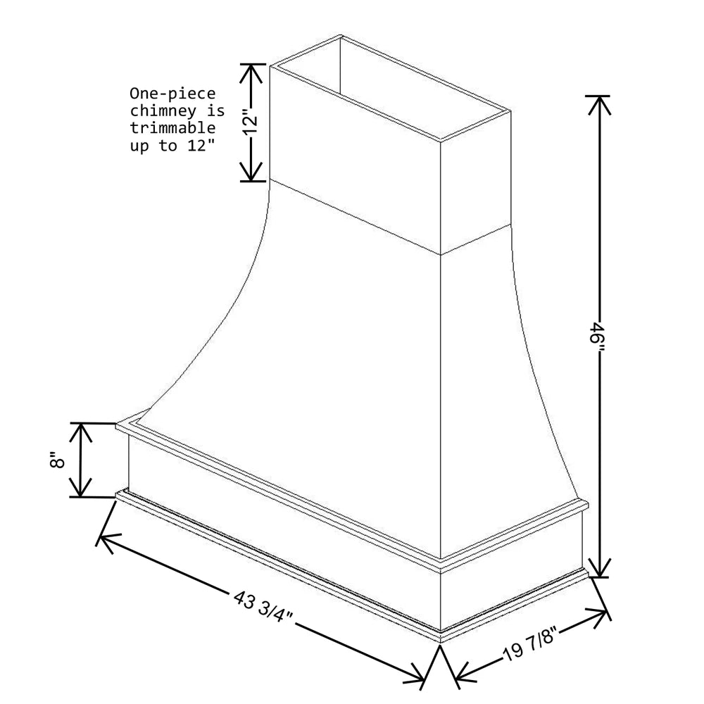 Fabuwood Allure Luna Desert Oak 43 3/4" W X 46" H X 19 7/8" D Curved Artisan Hood