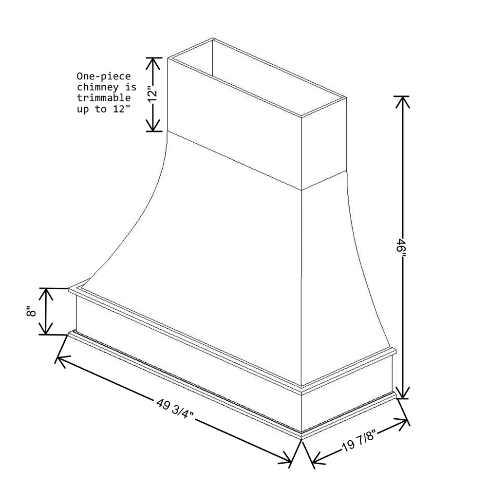 Fabuwood Allure Fusion Timber 49 3/4" W X 46" H X 19 7/8" D Timber Curved Artisan Hood