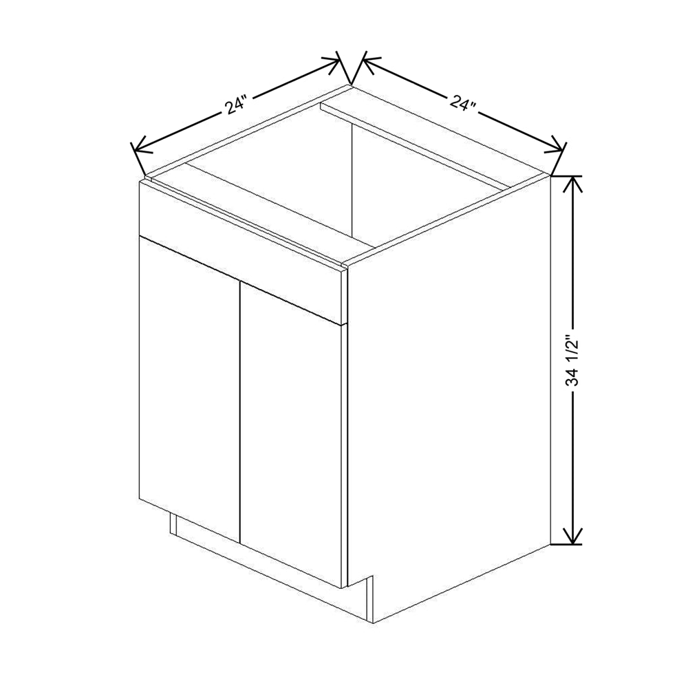 CNC Classic Highland White 24" W 1 Drawer Front Double Door Sink Base Cabinet