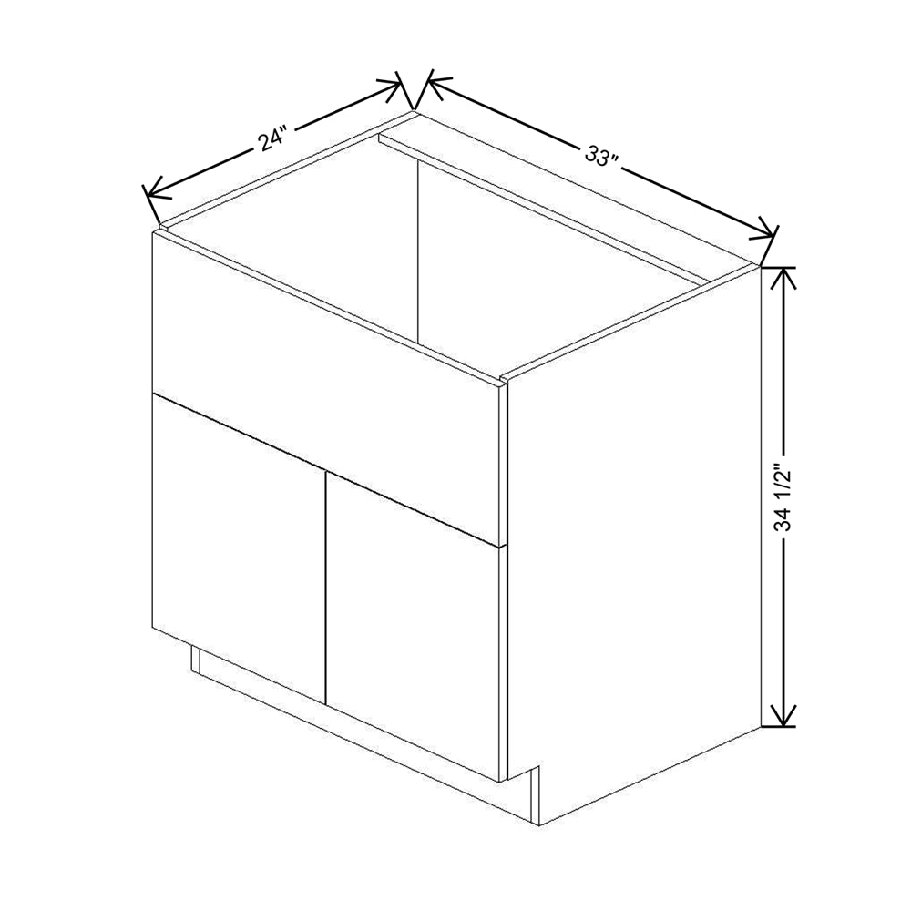 CNC Classic Broadway Graphite 33" W Double Door Farm Sink Base Cabinet
