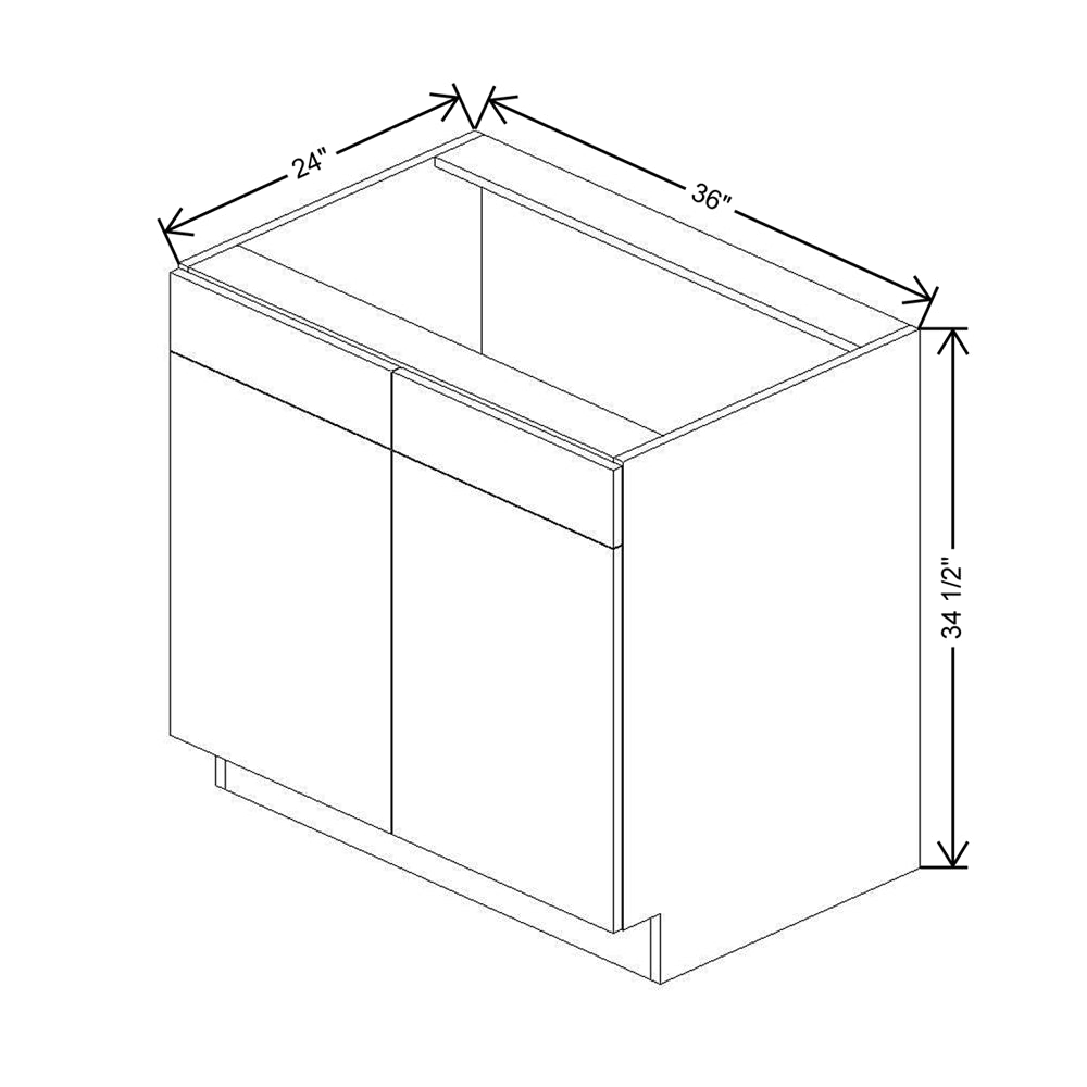 CNC Classic Milano Sand 36" W 2 Drawer Front Double Door Sink Base Cabinet