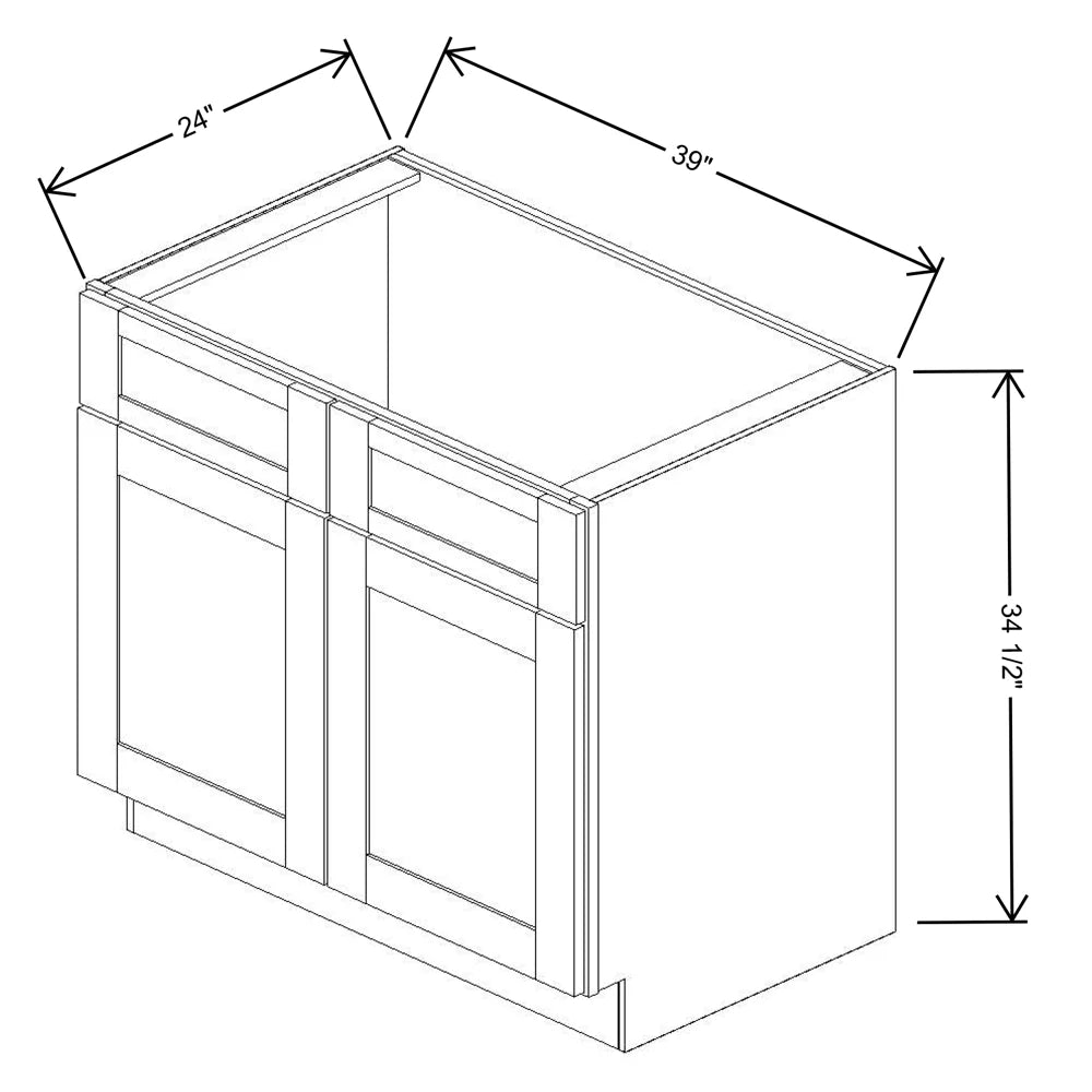 Fabuwood Allure Luna Desert Oak 39" W X 34 1/2" H X 24" D Double Door Sink Base Cabinet