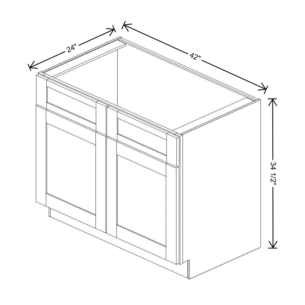 Fabuwood Quest Metro Mist 42" W X 34 1/2" H X 24" D Double Door Sink Base Cabinet