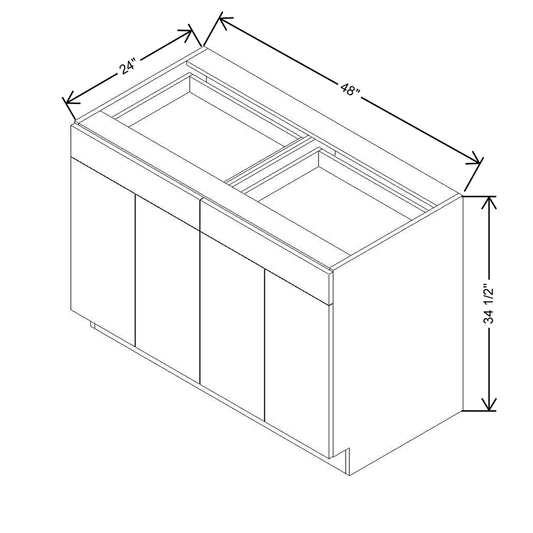 CNC Concord Newport White 48" W 2 Drawer Front Four Door Sink Base Cabinet