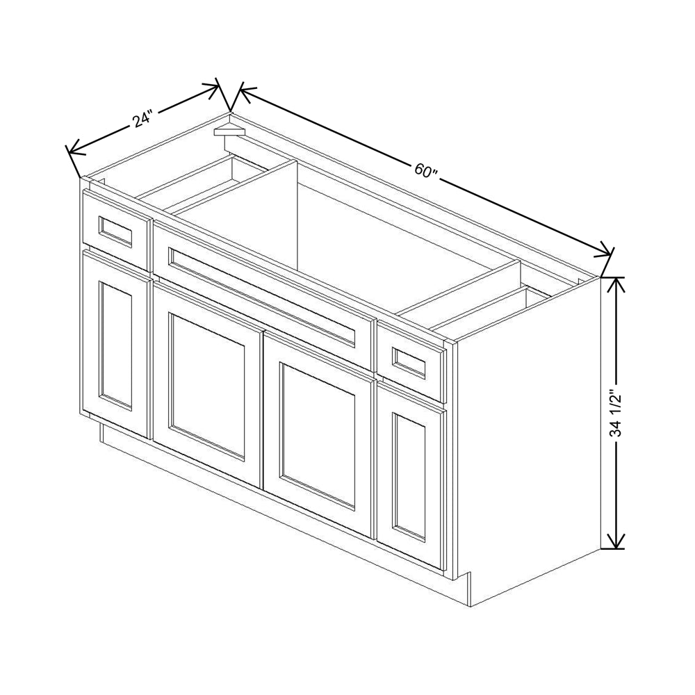 Fabuwood Quest Discovery Frost 60" W X 34 1/2" H X 24" D Combination Sink Base Cabinet