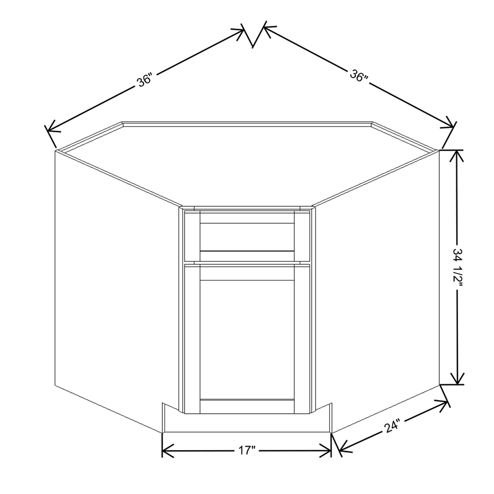 Wolf Classic Waverly White Paint 36"W Diagonal Sink Base Cabinet