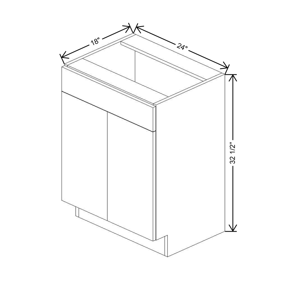 CNC Luxor 5-Piece Smoky Grey 24" W Double Door Vanity Sink Base Cabinet