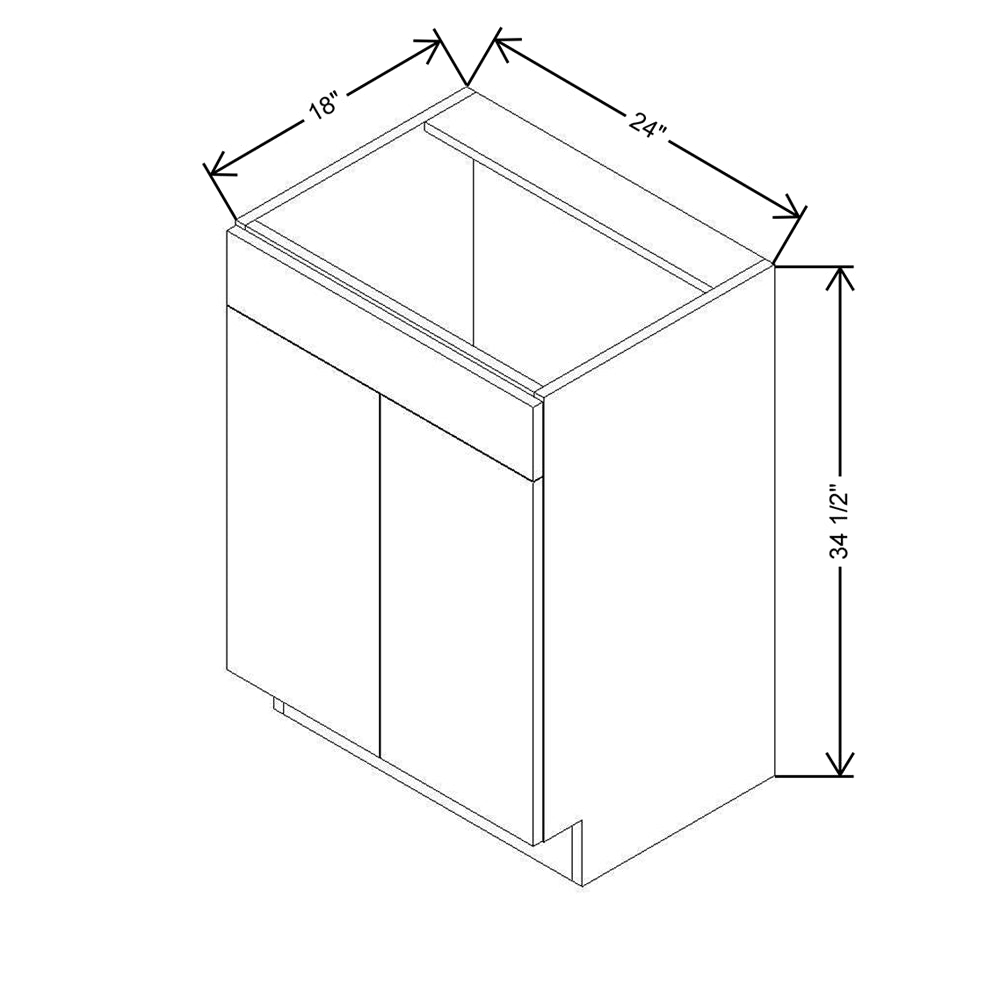 CNC Classic Milano Dune 24" W x 34 1/2" H X 18" D Double Door Vanity Sink Base Cabinet