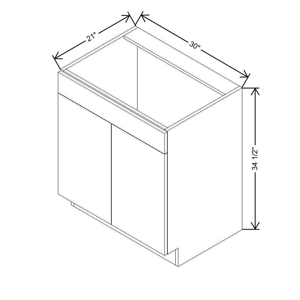 CNC Classic Milano Seaside 30" W x 34 1/2" H X 21" D Double Door Vanity Sink Base Cabinet