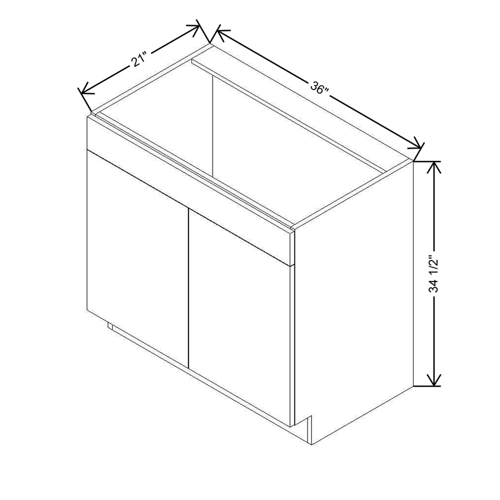 CNC Classic Milano Obsidian 36" W x 34 1/2" H X 21" D Double Door Vanity Sink Base Cabinet