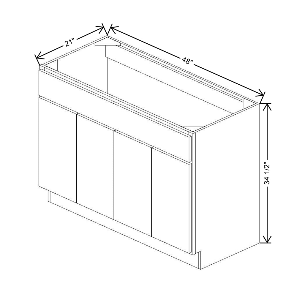 CNC Luxor 5-Piece Smoky Grey 48" W Four Door Vanity Sink Base Cabinet