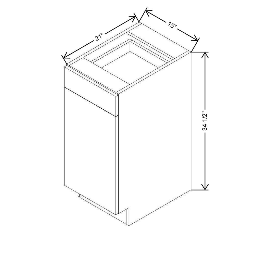 CNC Classic Milano Obsidian 15" W Single Door Vanity Base Cabinet