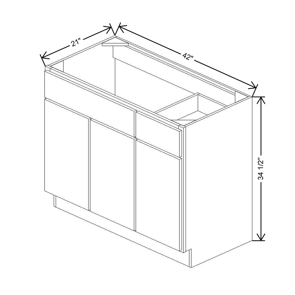 CNC Luxor Harvest 42" W 3 Door Vanity Base Cabinet