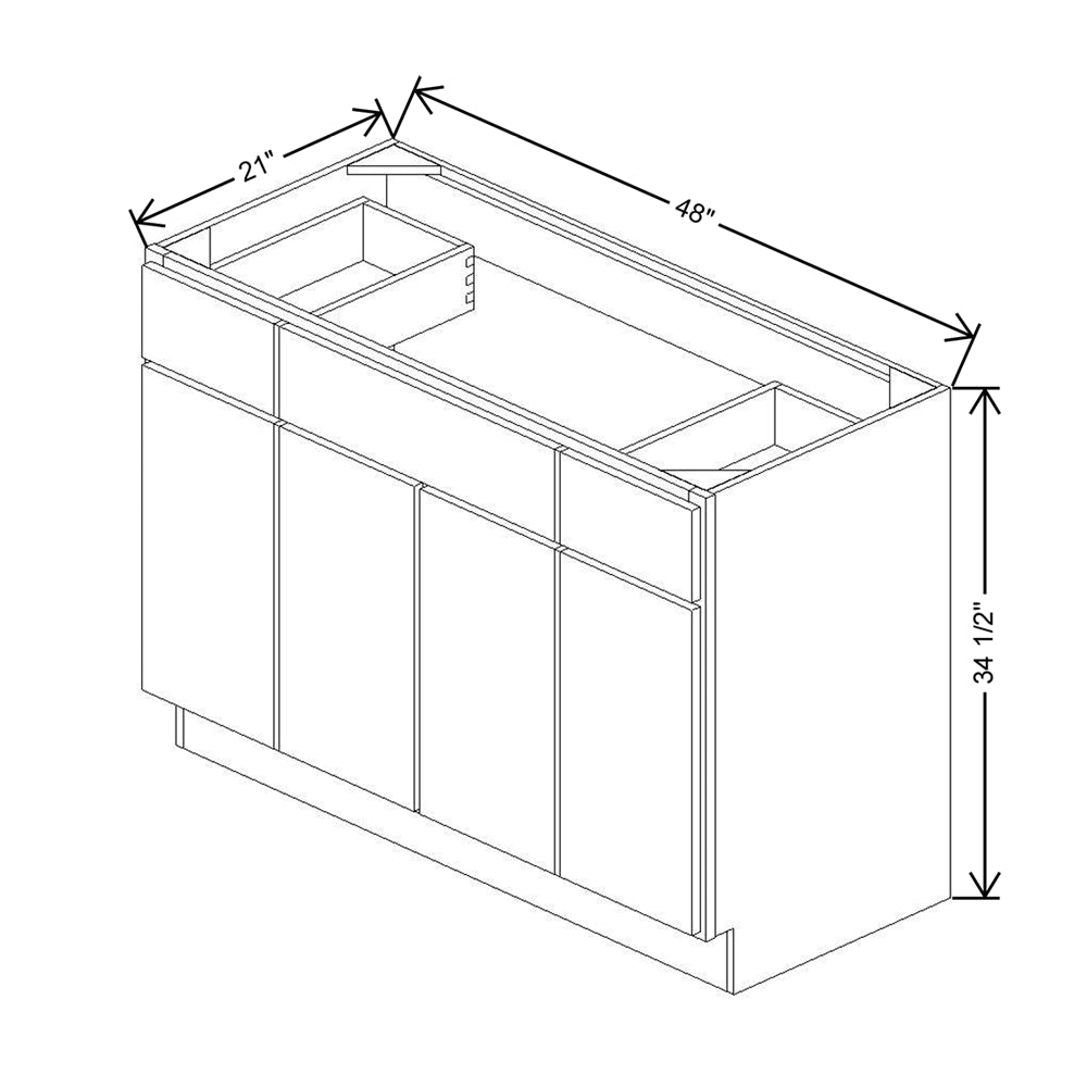 CNC Luxor 5-Piece Smoky Grey 48" W Four Door Vanity Base Cabinet