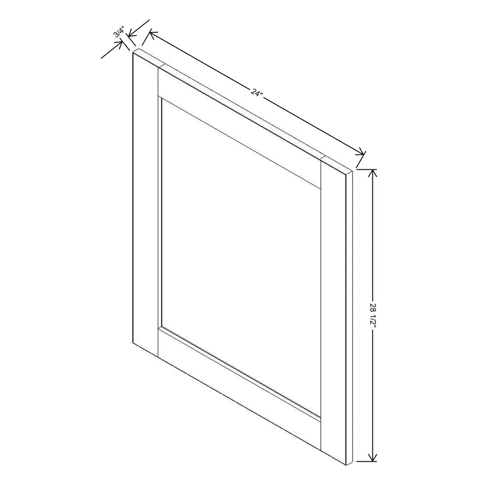 J&K White Shaker S8 Vanity Drawer Front 24" W x 28 1/2" H