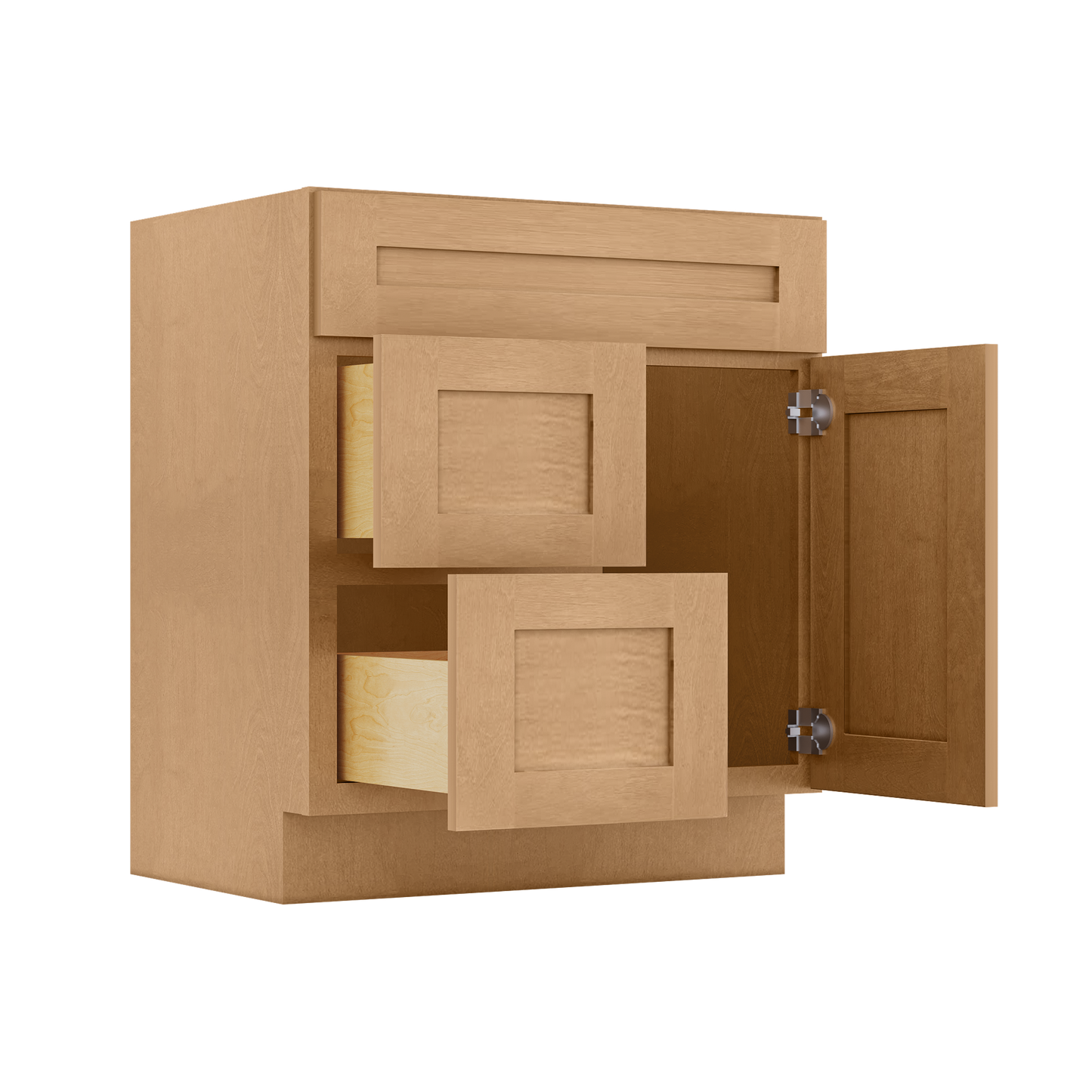 Vanity Sink Base Cabinet with Left Drawers 30 Inch Wide x 21 Inch Deep x 34 1/2 Inch High Shaker Toffee Series