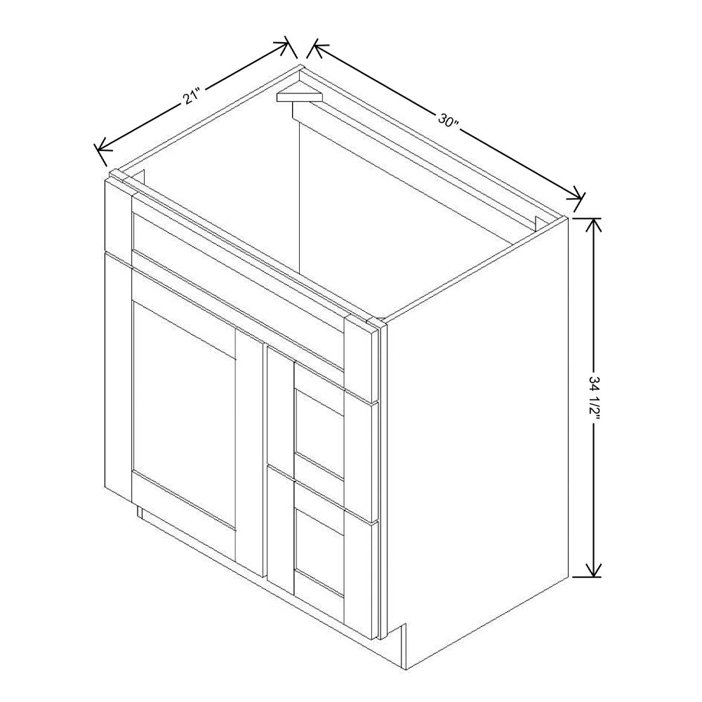 Fabuwood Allure Fusion Timber 30" W X 34 1/2" H X 21" D Vanity Combo Single Sink w/ 1 Door And 2 Drawers Right Cabinet