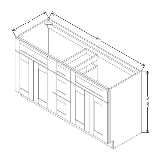 Fabuwood Allure Luna Dove 60"W Vanity Combo Double Sink