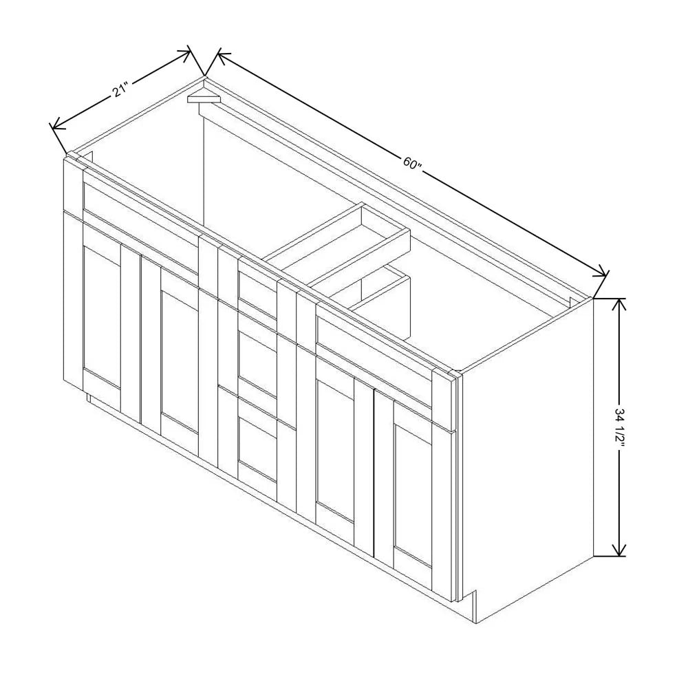 Fabuwood Allure Galaxy Desert Oak 60" W X 34 1/2" H X 21" D Vanity Combo Double Sink Cabinet