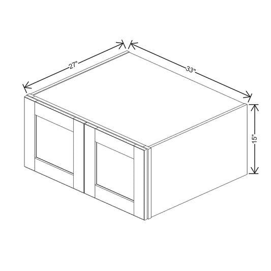 J&K Mocha Glazed K10 Refrigerator Wall Cabinet - 33" W x 15" H x 27" D