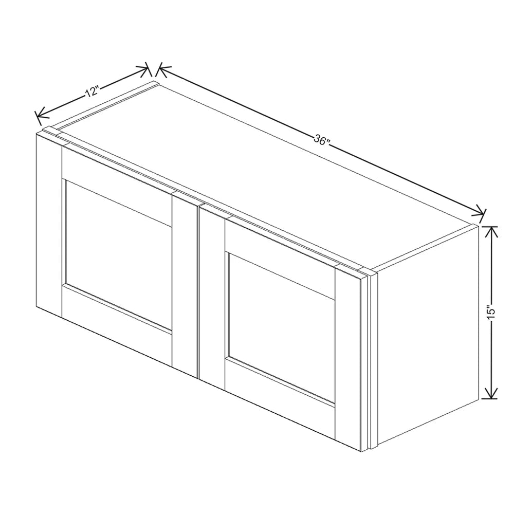 J&K Charcoal E2 Double Door Wall Cabinet - 36" W x 15" H