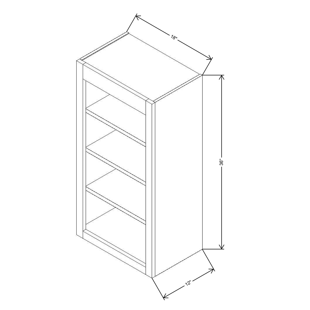 Fabuwood Allure Onyx Horizon 18"W X 36"H Wall Open Shelf {Onyx-Fusion}