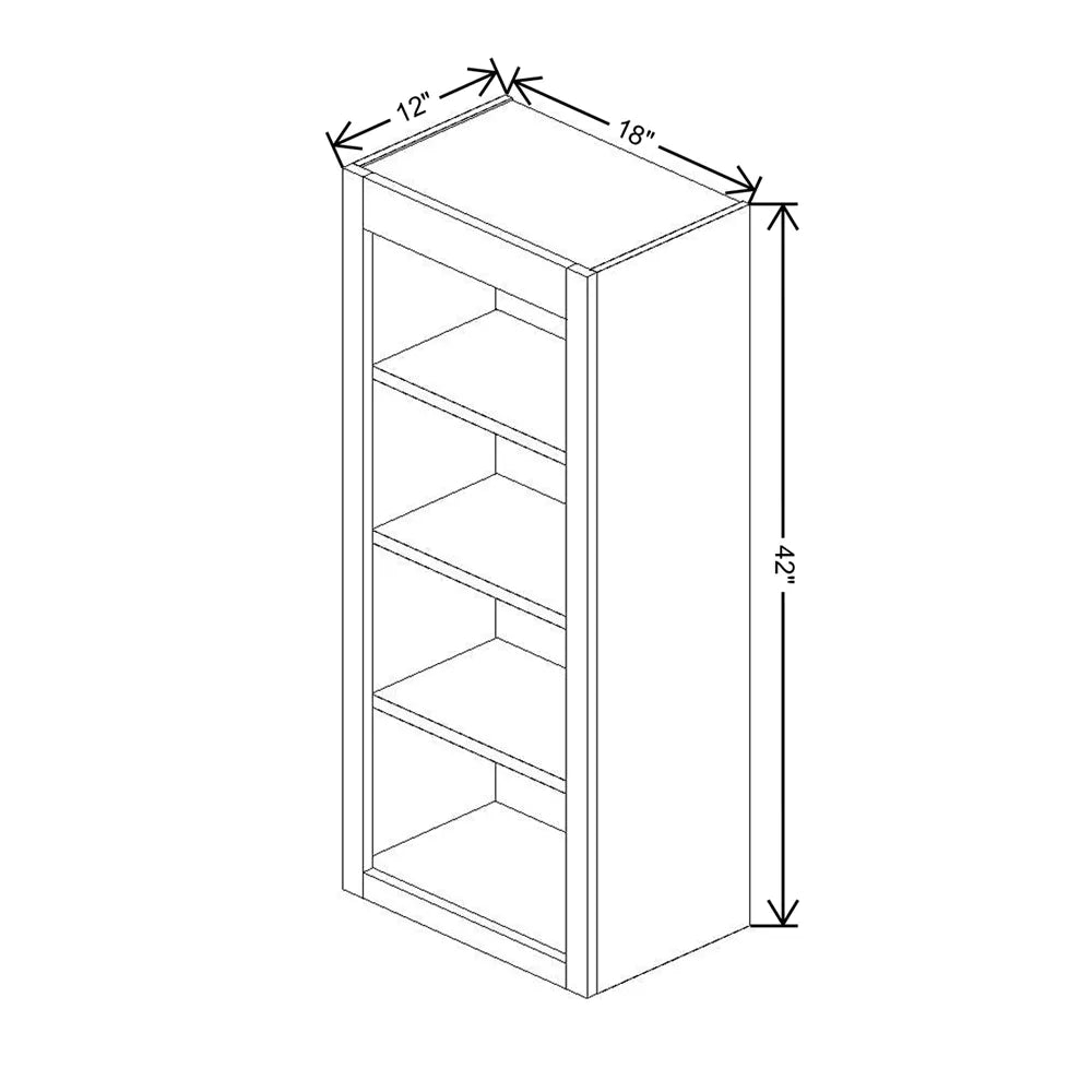 Fabuwood Allure Luna Dove 18" W X 42" H X 12" D Wall Open Shelf Cabinet