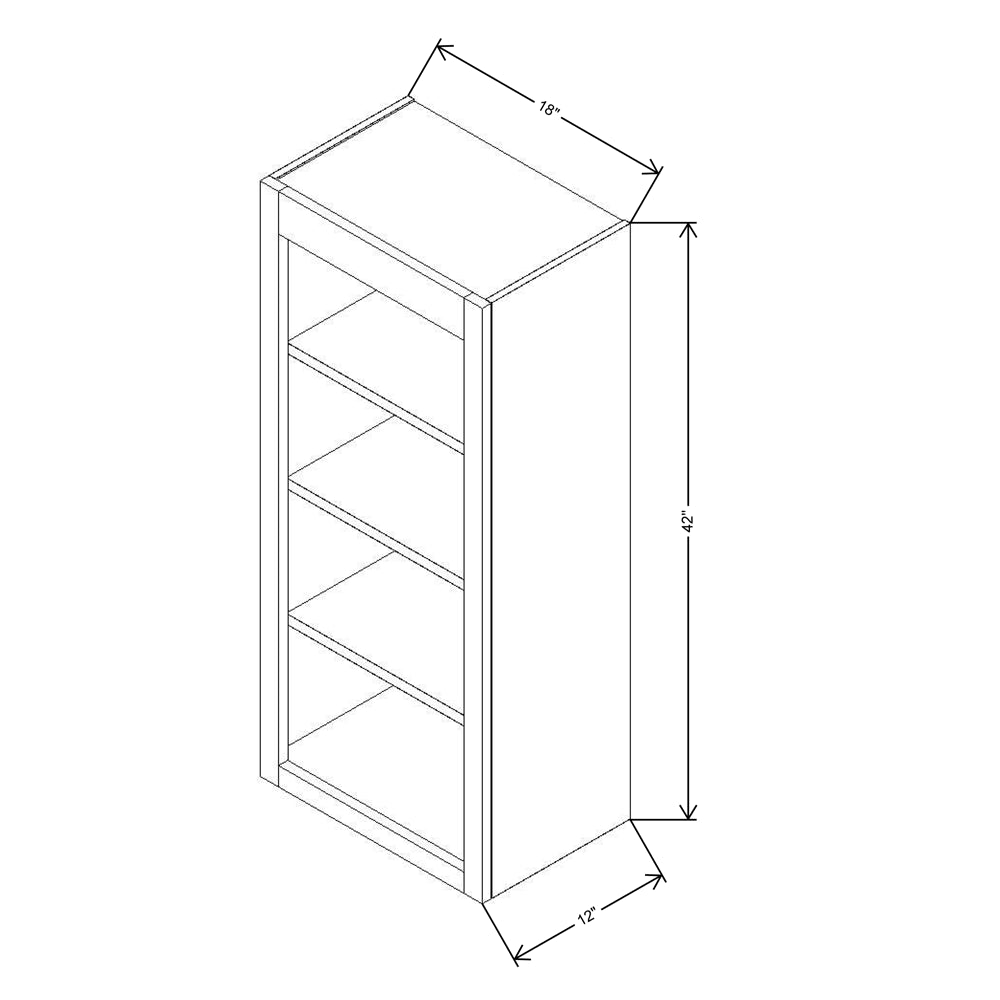 FABUWOOD ALLURE GALAXY Dove 18"W X 42"H WALL OPEN SHELF {Galaxy-Fusion}