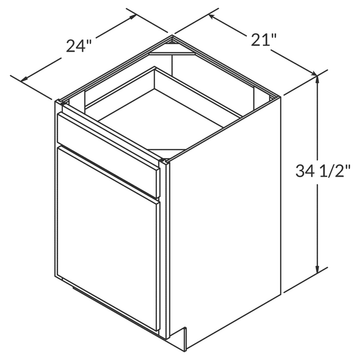 LessCare Danbury Blue Base 21"W Shaker Cabinet Wireframe