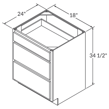 LessCare Danbury Blue Drawer Base 18"W Shaker Cabinet Wireframe
