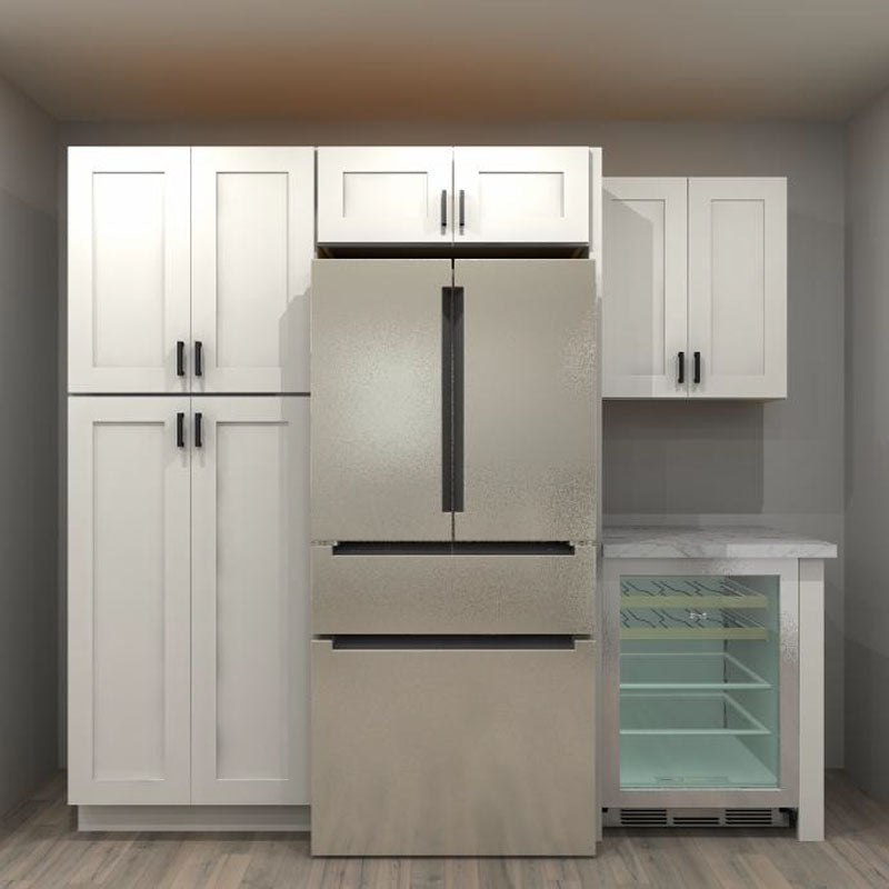 Fabuwood Allure Galaxy Frost 108 by 136 by 105 by 92 in. U Shaped Kitchen and 36 in. Farmhouse Sink