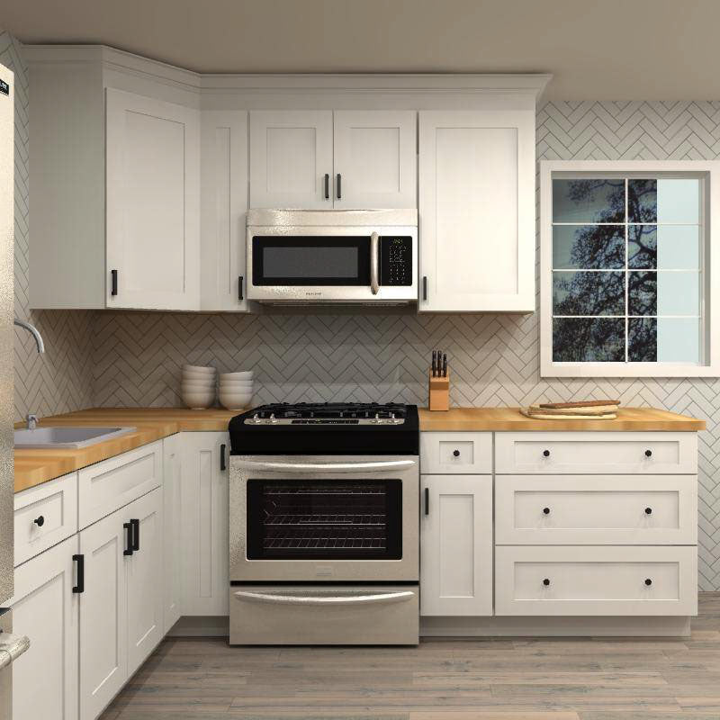 Fabuwood Allure Galaxy Frost 110 by 108 in. L Shaped Kitchen and 27 in. Sink