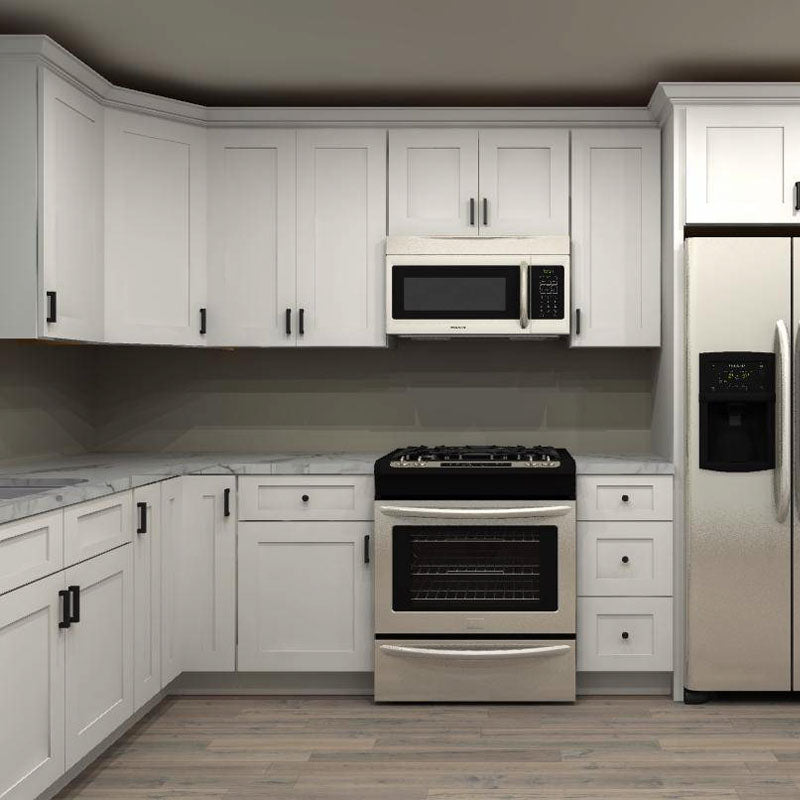 Fabuwood Allure Galaxy Frost 111 by 138 in. L Shaped Kitchen and 36 in. Double Sink