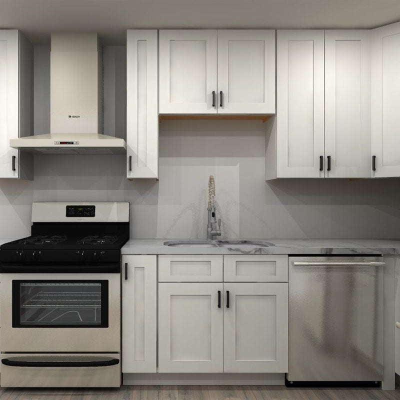 Fabuwood Allure Galaxy Frost 135 by 91 in. L Shaped Kitchen and 33 in. Double Sink