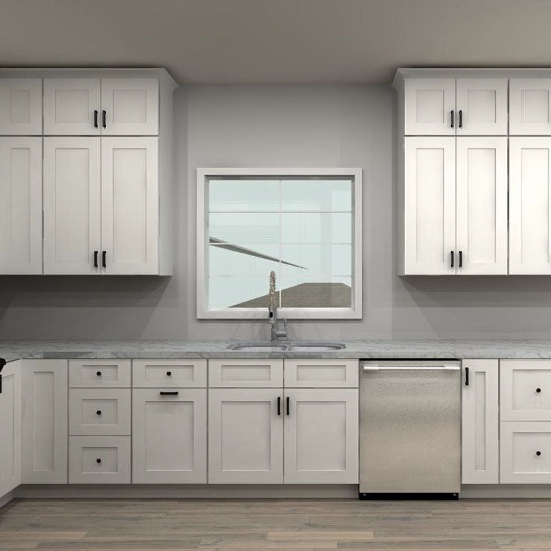 Fabuwood Allure Galaxy Frost 174 by 81 by 93 in. U Shaped Kitchen with Island and 36 in. Double Sink