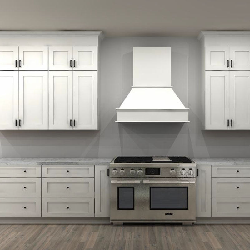 Fabuwood Allure Galaxy Frost 198 by 120 in. L Shaped Kitchen with Island and 36 in. Double Sink