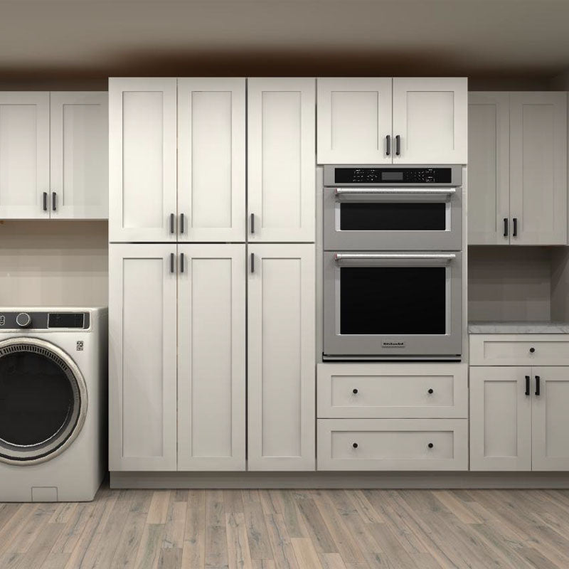 Fabuwood Allure Galaxy Frost 229 by 48 by 168 in. L Shaped Kitchen and 36 in. Farmhouse Sink