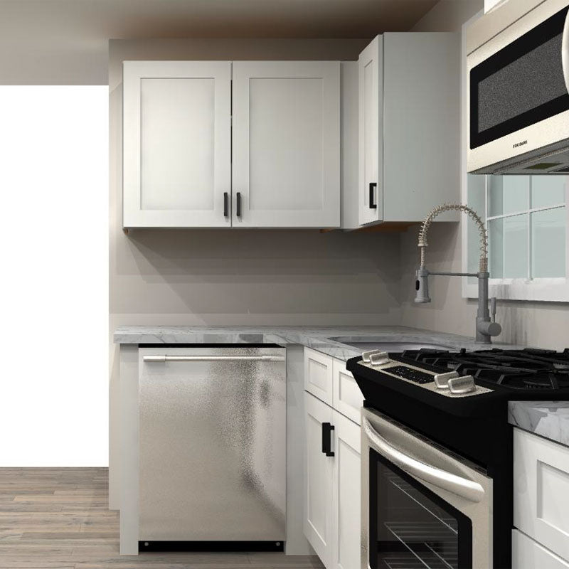 Fabuwood Allure Galaxy Frost 54 by 150 in. L Shaped Kitchen and 36 in. Double Sink