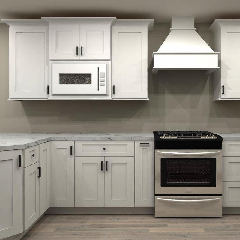 Fabuwood Allure Galaxy Frost 60 by 123 by 63 by 137 in. Peninsula Kitchen and 30 in. Farmhouse Sink